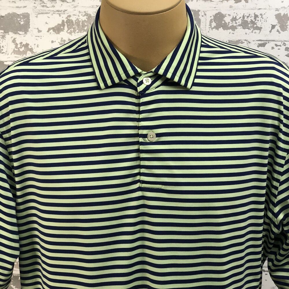 Fairway&Green Polo Shirt Mens L Texas Golf Ass. Performance Stripe Yellow Blue